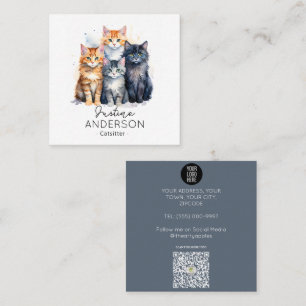 Carte De Visite Carré Cute watercoImage de Cats Cat Sitter