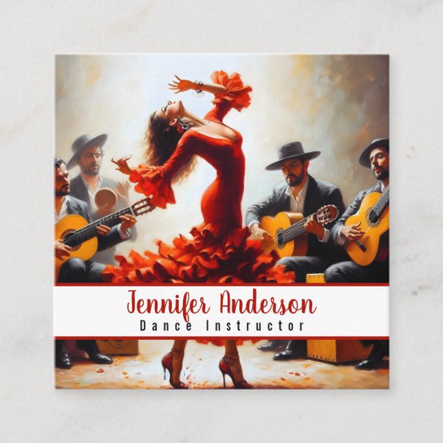 Carte De Visite Carré Danse Instructeur Flamenco Band (Devant)
