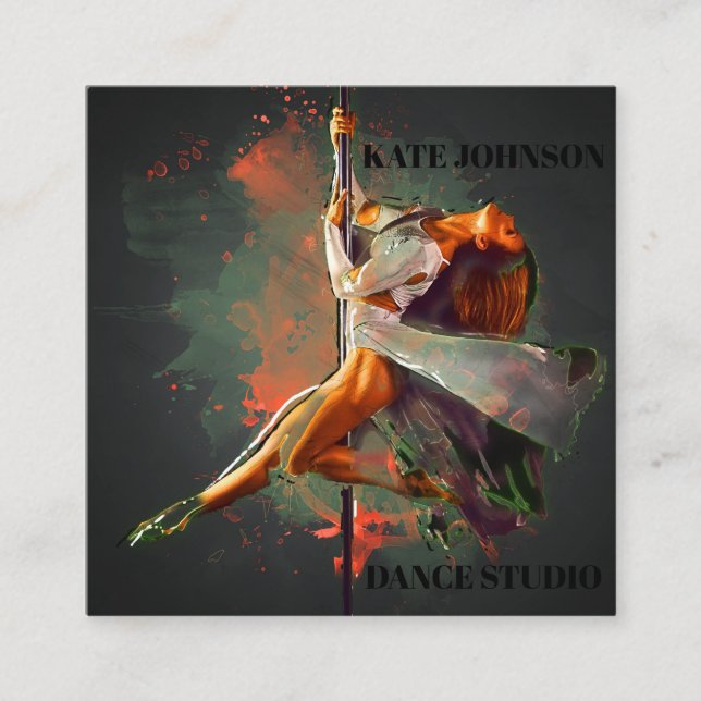 Carte De Visite Carré Danse, Instructeur, Studio (Devant)