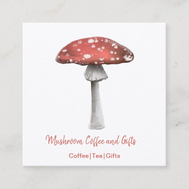 Carte de visite Carré de champignons aquarelle (Devant)