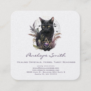 Carte de visite Carré de chat noir aquarelle