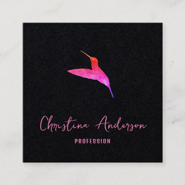 Carte de visite Carré de colibri noir (Devant)