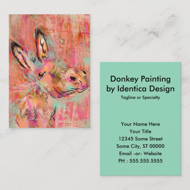 carte de visite carré de peinture donkey (Devant / Derrière)