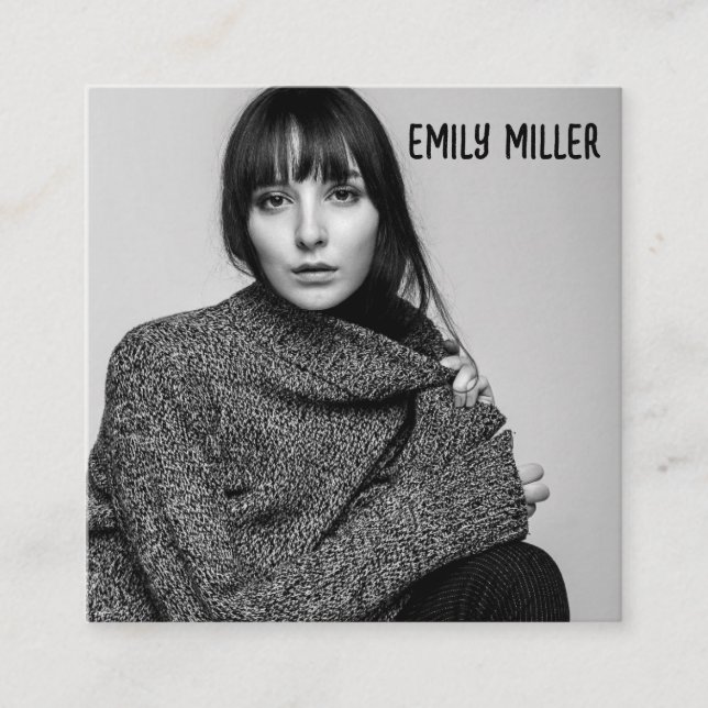 CARTE DE VISITE CARRÉ DE PHOTO MODERNE PERSONNALIS (Devant)