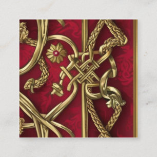 Carte De Visite Carré décor médiéval rouge et or