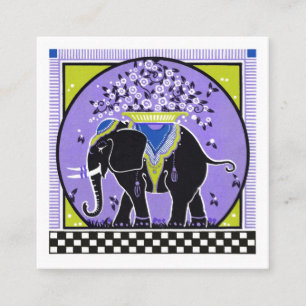 Carte De Visite Carré Défilé d'éléphants en lavande
