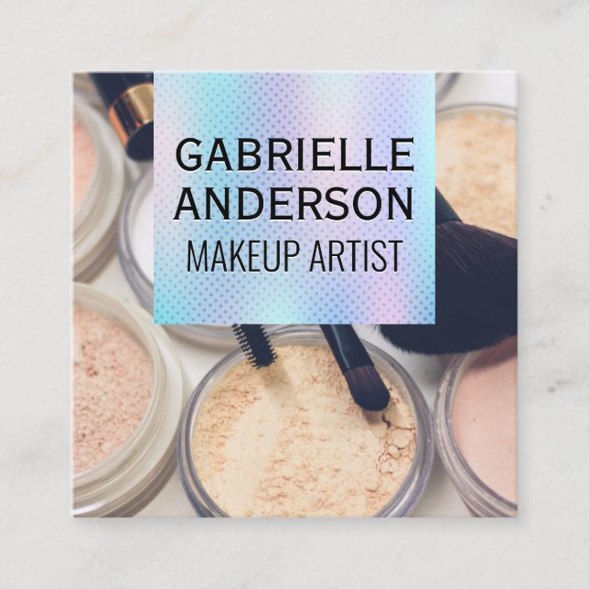 Carte De Visite Carré Dégradé holographique | Palette de maquillage et b (Devant)