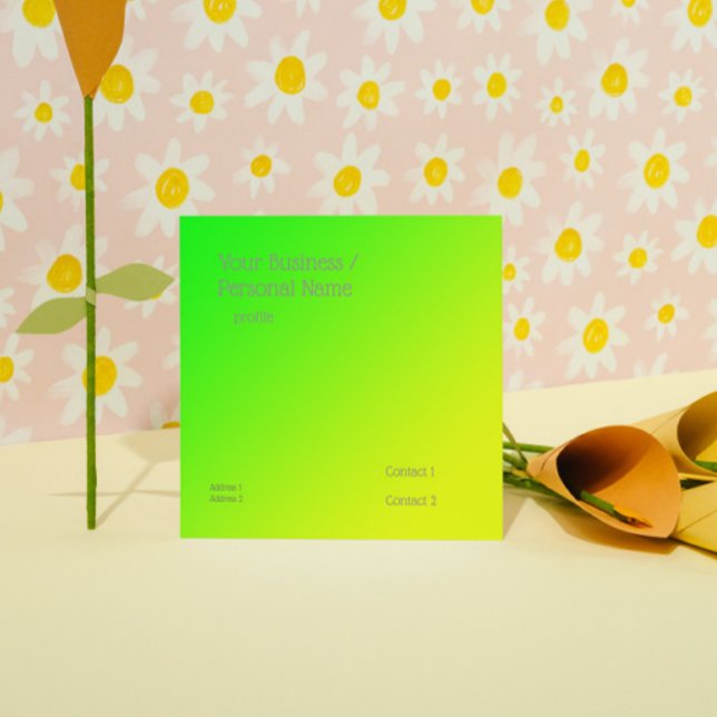 Carte De Visite Carré dégradé vert-jaune fluorescent (Créateur téléchargé)