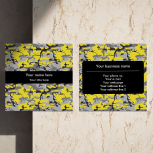 Carte De Visite Carré Déguisement camouflage jaune et gris, Militaire, A
