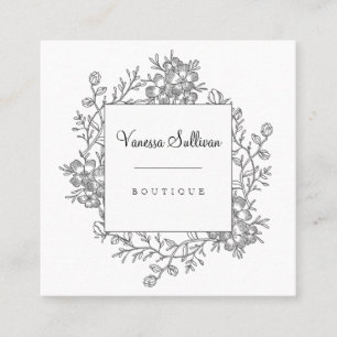 Carte De Visite Carré Délicate main romantique tirée à la main dans l