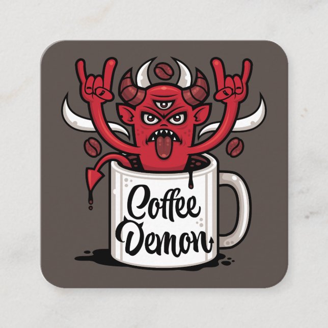 Carte De Visite Carré Démon du Café (Devant)