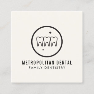 Carte De Visite Carré Dentistes modernes Dents Logo noir sur ivoire