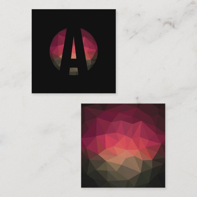 Carte De Visite Carré Design de logo en monogramme noir (Devant / Derrière)