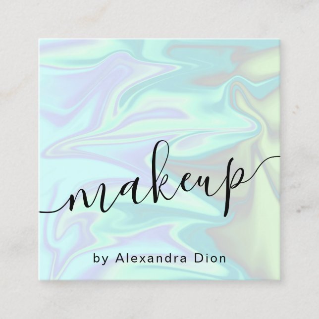 Carte De Visite Carré Design élégant et élégant maquillage holographique (Devant)