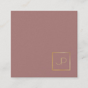 Carte De Visite Carré Design élégant Monogramme Or Modèle Moderne Luxe