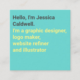 Carte De Visite Carré Design graphique turquoise et jaune minimaliste mo