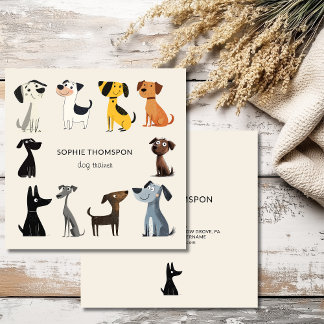 Carte De Visite Carré Dessin de chiens d'entraîneurs