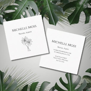 Carte De Visite Carré Dessin de palmiers tropicaux minimalistes modernes