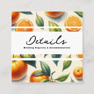 Carte De Visite Carré Détails de mariage aux feuilles d'orange d'aquarel