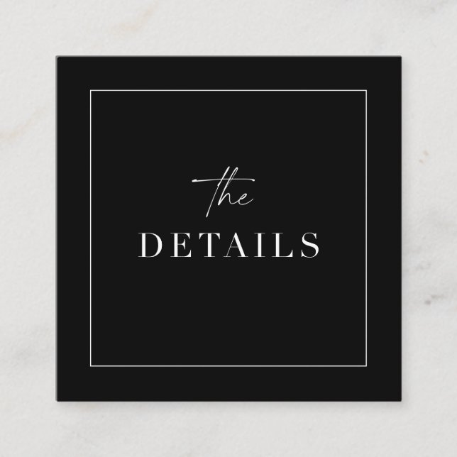 Carte De Visite Carré Détails du Mariage classique Balayage du boîtier C (Devant)