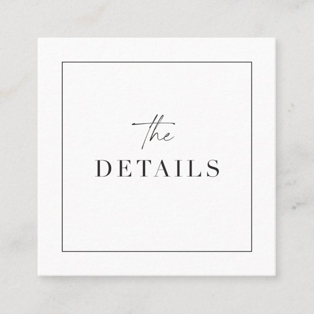 Carte De Visite Carré Détails du Mariage classique Balayage du boîtier C (Devant)
