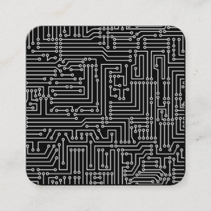 Carte De Visite Carré Diagramme de circuit - Blanc sur Noir