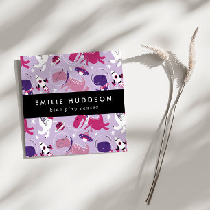 Carte De Visite Carré Dinosaures de l'espace, Centre de jeux pour enfant