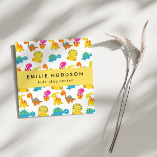 Carte De Visite Carré Dinosaures mignons, Centre de jeux pour enfants, C