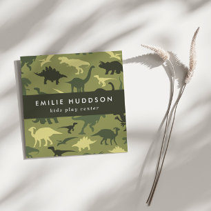 Carte De Visite Carré Dinosaures verts, Centre de jeux pour enfants, Cen