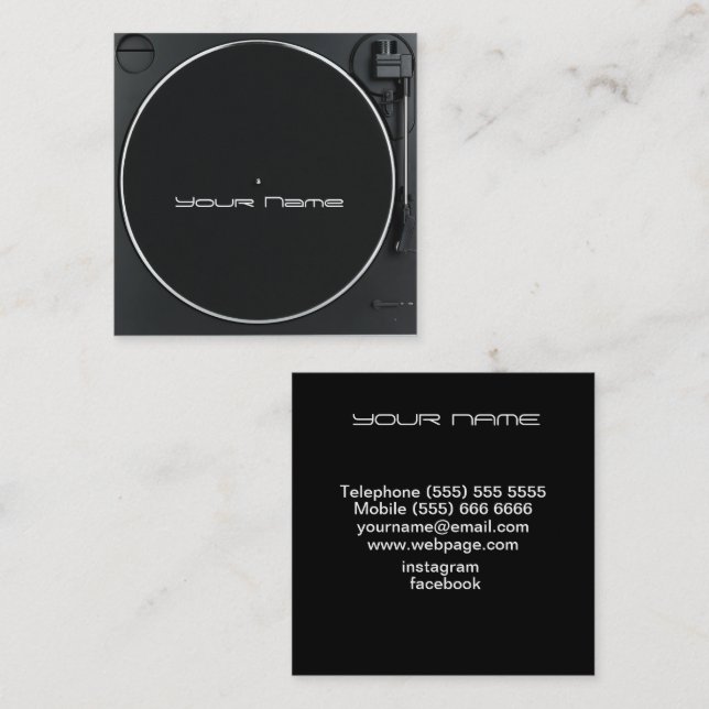 Carte De Visite Carré DJ  Business Card (Devant / Derrière)