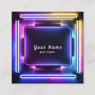 Carte De Visite Carré DJ Colorful Neon Lights Vibrant - Stand Out
