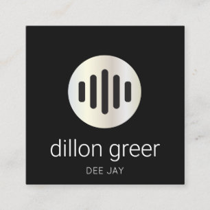 Carte De Visite Carré DJ de musique Black Moderne