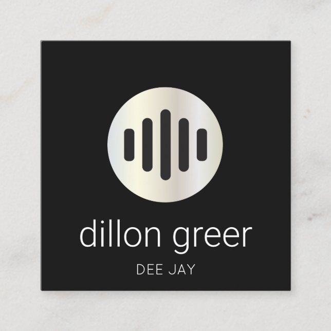 Carte De Visite Carré DJ de musique Black Moderne (Devant)