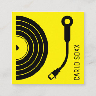 Carte De Visite Carré DJ signe comme plaque d'enregistrement vinyle jaun