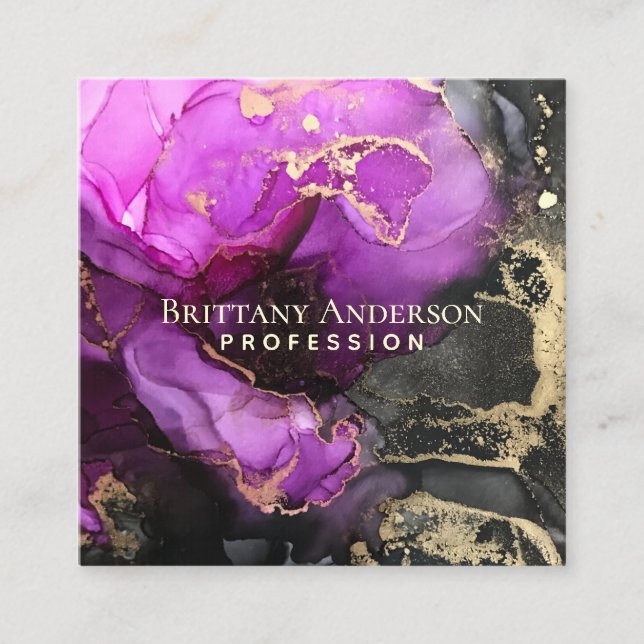 Carte De Visite Carré do-it-yourself Abstrait Black Purple Gold (Devant)