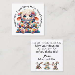 Carte De Visite Carré Document de Pâques du printemps - Voir retour!