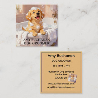 Carte De Visite Carré Dog Groomer Business Card