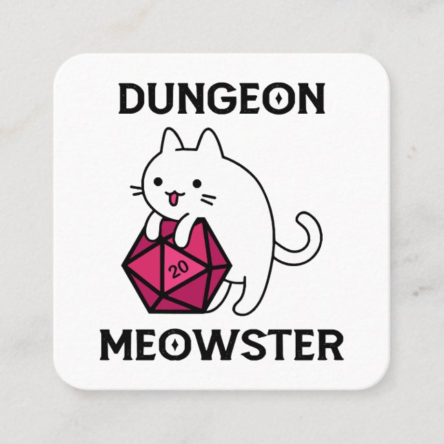 Carte De Visite Carré Donjon Meowster Chat Drôle (Devant)