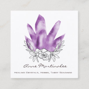 Carte De Visite Carré Doodle Floral Purple Crystals Carré Carte de visi
