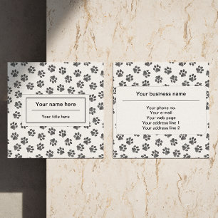 Carte De Visite Carré Doodle Paws, Pattes de chien, Pattes de chat, Patt