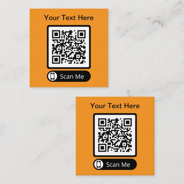 Carte De Visite Carré Double Side Scannable QR Code  (Devant / Derrière)