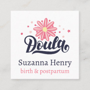 Carte De Visite Carré Doula Birth Postpartum rose Floral Stars Logo