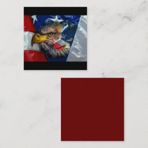 Carte De Visite Carré Drapeau américain du loup d'aigle chauve