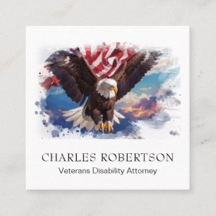 Carte De Visite Carré *~* Drapeau américain Eagle Flying Sunset AP16 QR