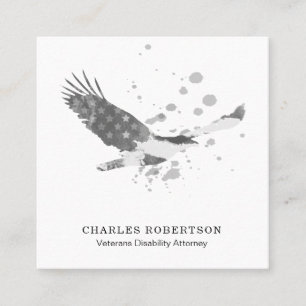 Carte De Visite Carré ** Drapeau simple USA American Eagle Black White