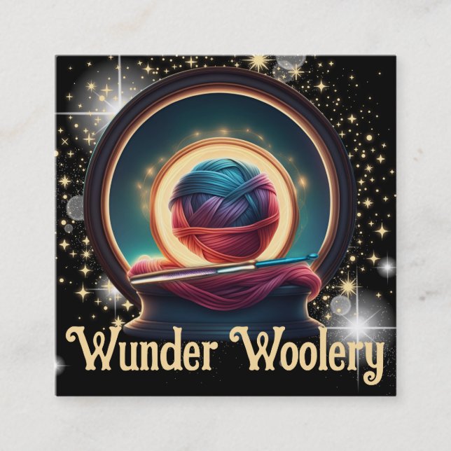 Carte De Visite Carré Dreamy magique imaginaire fil crochet crochet d'ar (Devant)