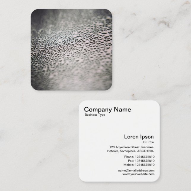 Carte De Visite Carré Droplets d'eau (Devant / Derrière)