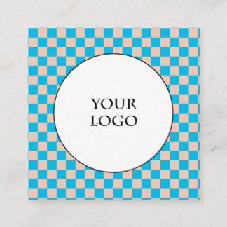 Carte De Visite Carré Duo Beige & Light Blue Buffalo Carreaux et Logo