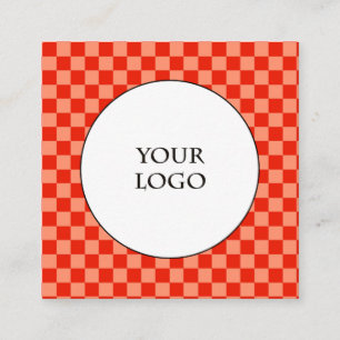 Carte De Visite Carré Duo Orange & Light Orange Buffalo Carreaux et Logo