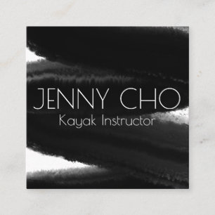 Carte De Visite Carré Eau de la brosse à rayures noire profonde